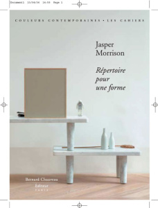 Répertoire pour une forme. Jasper Morrison, Edition numérotée - Mauderli Laurence