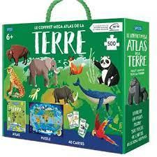 Le coffret du méga atlas de la Terre. Avec un atlas, 40 cartes questions/réponses et un puzzle, 2e é - AA./ALFONSI