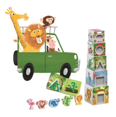 Construis ton zoo. Livre, cubes de construction et 5 personnages inclus