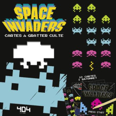 Space Invaders. Cartes à gratter culte, avec 10 cartes et 1 bâtonnet - TAITO