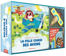 Mon coffret d'aviation. La folle course des avions ; Avec 1 puzzle et 1 avion en bois - Baretti Sonia ; Godeau Natacha