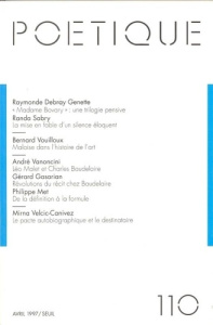Poétique N° 110 - COLLECTIF