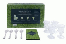 Coffret absinthe / 4 verres inspirées 4 cuillères à absinthe 1 livre de recettes - Collectif