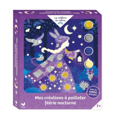 Mes créations à pailleter Féerie nocturne. Coffret avec 5 tableaux, 1 spatule, 2 boîtes de paillette - Klauss Anja