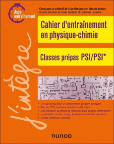 Cahier d'entraînement en physique-chimie. Classes prépas PSI/PSI* - Auto-entraînement - Bardavid Colas ; Lavainne Catherine