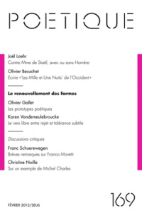 Poétique N° 169, février 2012 : Le renouvellement des formes - Charles Michel