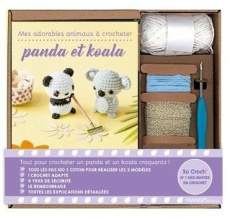 Mes adorables animaux à crocheter panda et koala. Coffret avec 1 crochet, 4 yeux sécurité, le rembou - CLESSE MARIE