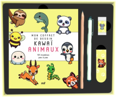 Mon coffret de dessin kawaï - Animaux. Avec 1 livre, 1 feutre noir à pointe fine, 1 crayon, 1 gomme - COLLECTIF