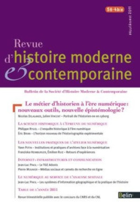 Revue d'histoire moderne et contemporaine Tome 58 N° 4 bis, supplément 2011 : Le métier d'historien - COLLECTIF