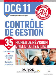 Contrôle de gestion DCG 11. Fiches de révision, Edition 2019-2020 - Duparc Romaric ; Sépari Sabine
