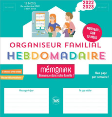 Organiseur familial hebdomadaire Mémoniak. 12 mois de septembre 2022 à août 2023, Edition 2022-2023 - EDITIONS 365/NESK