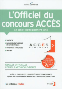 L'officiel du concours Accès. Cahier d'entraînement, Edition 2018 - COLLECTIF
