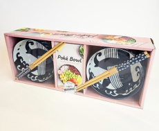 Mes petits Poké Bowls. Coffret avec 2 bols, 2 paires de baguettes et 1 livre - Knudsen Lene ; Japy David