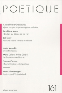 Poétique N° 161, Février 2010 - Pierre-Gnassounou Chantal ; Martin Jean-Pierre ; L