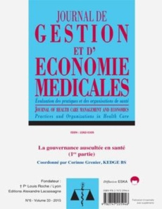 Journal de gestion et d'économie médicales N° 6 Volume 33/2015 - Quantin Catherine