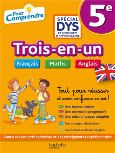 Trois-en-un Français Maths Anglais 5e. Avec corrigés détachables [ADAPTE AUX DYS - Lisle Isabelle de ; Viron Valérie ; Lemay Johana ;