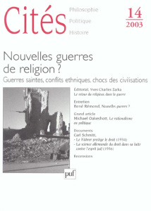Cités N° 14, 2003 : Nouvelles guerres de religion ? . Guerres saintes, conflits ethniques, chocs des - Yakira Elhanan