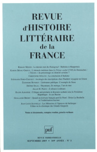 Revue d'histoire littéraire de la France N° 3, Septembre 2009 - Menini Romain ; Bénac-Giroux Karine ; Ippolito Chr