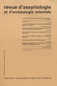 Revue d'assyriologie et d'archéologie orientale N° 110/2016 - Charpin Dominique
