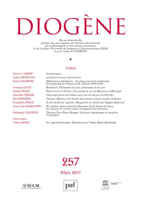 Diogène N° 257, mars 2017 : Varia - Aymard Maurice