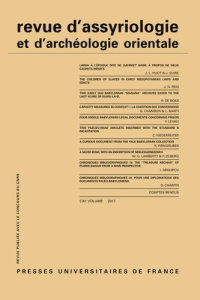 REV. D'ASSYRIO. ET D'ARCHEO. ORIENT. 2017, VOL. 111 - COLLECTIF