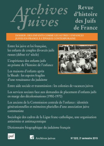 Archives juives N° 52/2, 2e semestre 2019 : Des enfants comme les autres ? Enfances juives en France - Kaspi André