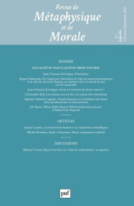 Revue de Métaphysique et de Morale N° 4, octobre-décembre 2021 : Actualité ou inactualité du droit n - Andrault Raphaële ; Anfray Jean-Pascal