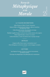 Revue de Métaphysique et de Morale N° 2, avril-juin 2022 : La valeur des émotions - Andrault Raphaële ; Anfray Jean-Pascal ; Kambouchn