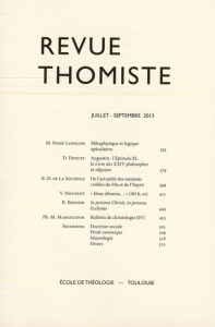 Revue thomiste N° 3/2013, juillet-septembre 2013 - Margelidon Philippe-Marie