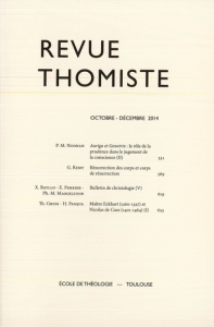 Revue thomiste N° 4/2014, octobre-décembre 2014 - Margelidon Philippe-Marie