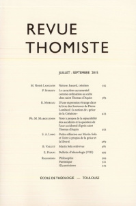 Revue thomiste N° 3/2015, juillet-septembre 2015 - Margelidon Philippe-Marie