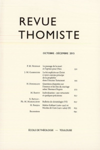 Revue thomiste N° 4/2015, octobre-décembre 2015 - Margelidon Philippe-Marie