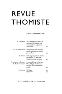 Revue thomiste N° 3/2016, juillet-septembre 2016 - Margelidon Philippe-Marie