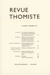 Revue thomiste N° 4/2017, octobre-décembre 2017 - Margelidon Philippe-Marie