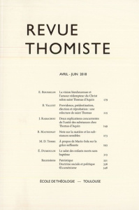 Revue thomiste N° 2/2018, avril-juin 2018 - Margelidon Philippe-Marie