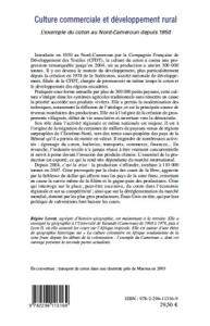 Culture commerciale et développement rural. L'exemple du coton au Nord-Cameroun depuis 1950 - Levrat Régine ; Gruson Hervé
