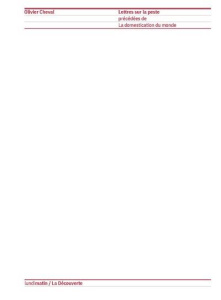 Lettres sur la peste - Cheval Olivier