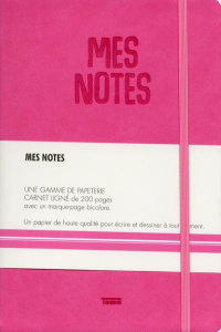 Mes Notes cuir fuschia. Carnet ligné de 200 pages avec un marque-page bicolore - NEMESIS