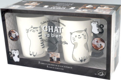 Faites une pause douceur Chat va bien. Coffret avec 2 tasses en céramique et 1 livre - COLLECTIF/BOGDAN