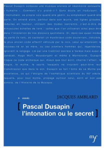 Dusapin. Le second style ou l'intonation - Amblard Jacques