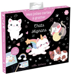 Chats mignons. Avec 8 cartes à gratter et 1 stylet en bois - COLLECTIF MILA