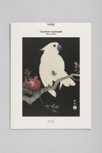 Cacatoès et grenade (1925-1936). Une illustration imprimée sur un papier de création avec 1 livet au - Koson Ohara