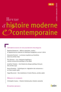 Revue d'histoire moderne et contemporaine Tome 69 N° 4, octobre-décembre 2022 - Minard Philippe