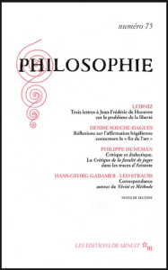 Philosophie N° 75 Décembre 2002 - Gadamer Hans-Georg ; Huneman Philippe ; Leibniz Go