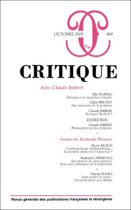 Critique N° 869, octobre 2019 : Avec Claude Imbert - Lindon Irène