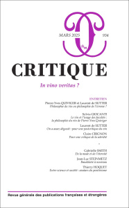 Critique N° 934, mars 2025 : In vino veritas ? - Simonnet Thomas ; Crignon Claire ; Giocanti Sylvia