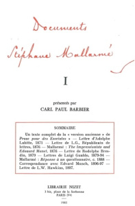 Documents Stéphane Mallarmé I - Mallarmé Stéphane ; Barbier Carl paul