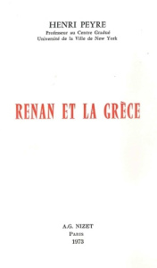 Renan et la Grèce - Peyre Henri