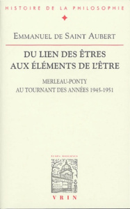 DU LIEN DES ETRES AUX ELEMENTS DE L'ETRE - SAINT-AUBERT