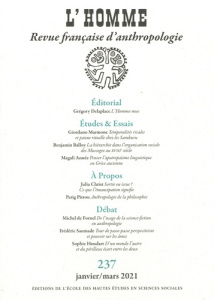L'Homme N° 237, janvier/mars 2021 . Varia - Delaplace Grégory
